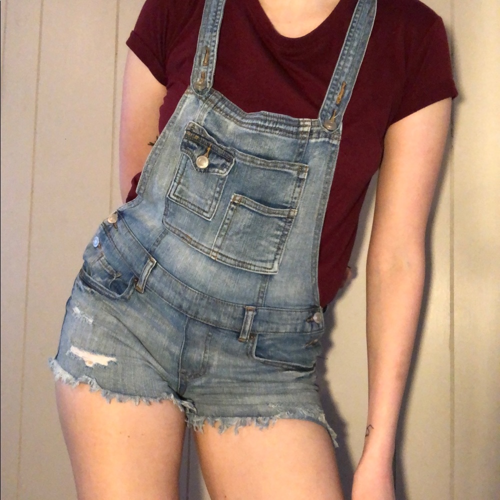Jean shorts overalls